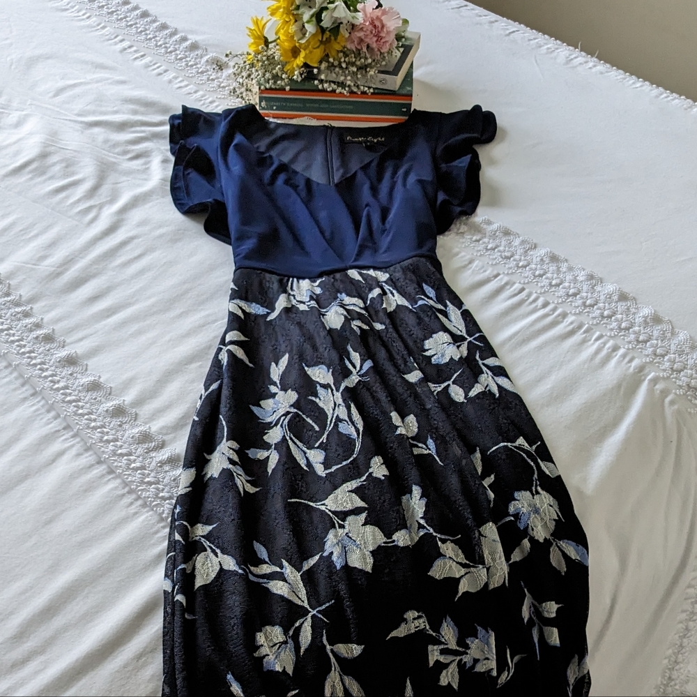 Phase Eight Maxi Dress, Navy Blue and Floral, Size 4